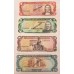 DOMINICAN REPUBLIC 1978 . FIVE 5, TEN 10, FIFTY 50, FIVE HUNDRED 500 PESOS ORO . SPECIMEN BANKNOTES